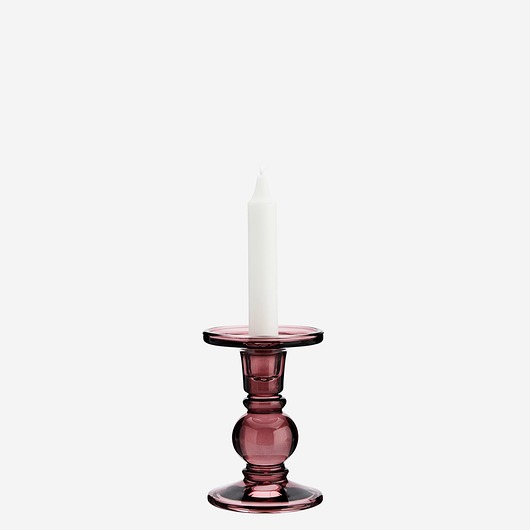 Szklany świecznik purpurowy szkło piękny ozdoba Home Design