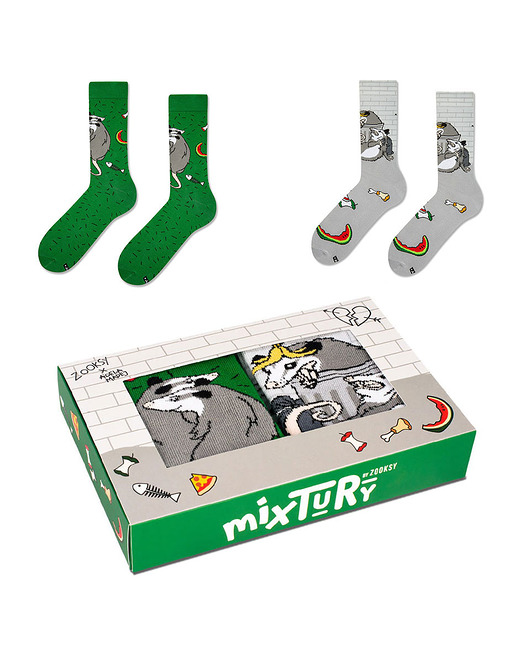 skarpetki damskie Zestaw kolorowych skarpetek w zwierzęta - mixTURY OPOSY