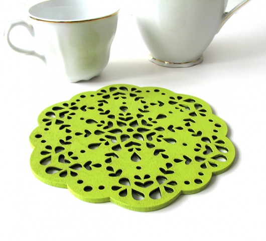 podkładka serwetkowa drewniana zielona, śr.16cm home variety