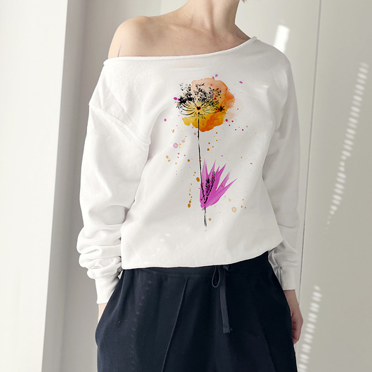 bluza bez kaptura damska Koper kolor Biała bluza cięta