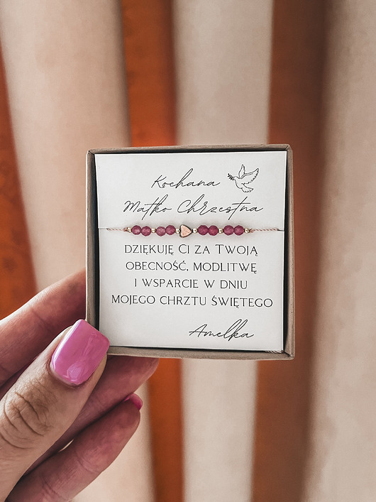 bransoletki z kamieni naturalnych Bransoletka Candy prezent dla Matki Chrzestnej z okazji Chrztu Św