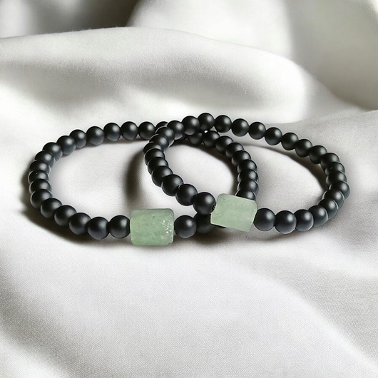 bransoletki z kamieni naturalnych Komplet dla pary : AWENTURYN & ONYKS : na gumce