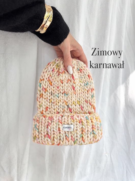 czapki damskie Czapka Lily 100% wełna *zimowy karnawał*