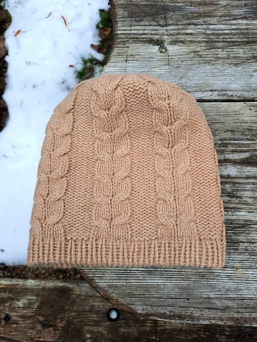 czapki damskie Kaszmirowa czapka- czapka z kaszmiru 100% beżowa warkocz