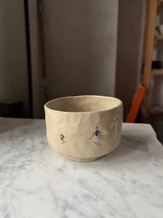 kubki i filiżanki Ceramiczna Czarka do Matchy 250 ml Narciarze handmade chawan