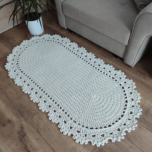 dywany Dywan owalny szydełkowy ze sznurka 75cmx140cm