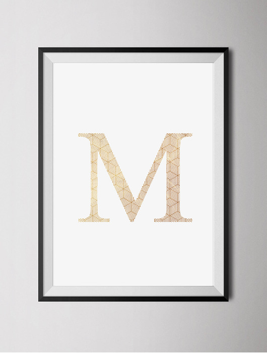 Personalizowany złocony plakat Litera Jodełka Old Soul Mood Prints