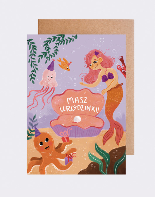 kartki okolicznościowe - wydruki Kartka urodzinowa - Syrenka