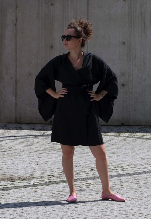 bluzki kimonowe damskie Lniane kimono maxi 100% LEN