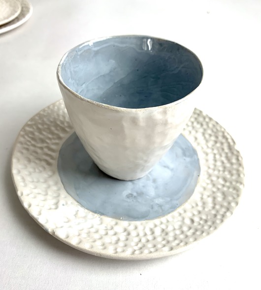 Biały Kubek grey dust z szarym wnętrzem AGABA pracownia ceramiczna
