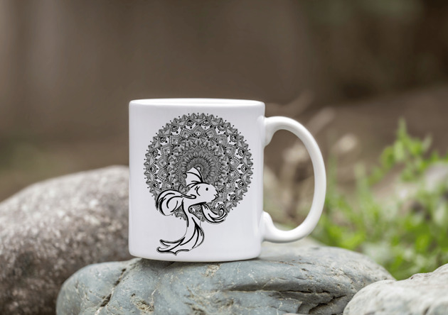 kubki Kubek z mandalą "Mandala nr 22, Ryba"