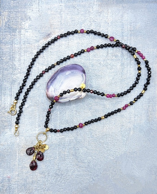 wisiory Naszyjnik z granatami i rubinami