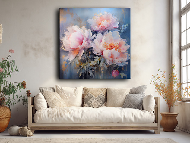 obrazy Kwiaty peonie - Obraz na płótnie - Druk, Blejtrama - Akwarela, Boho #9
