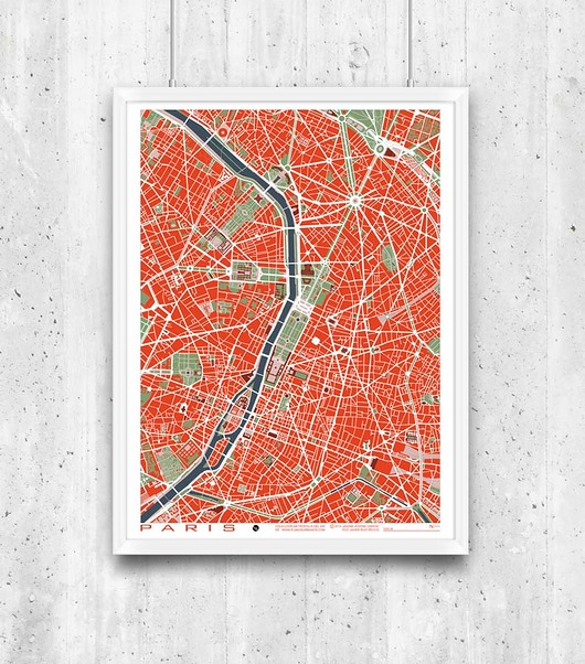 Plakat Paris - plan miasta minimalmill