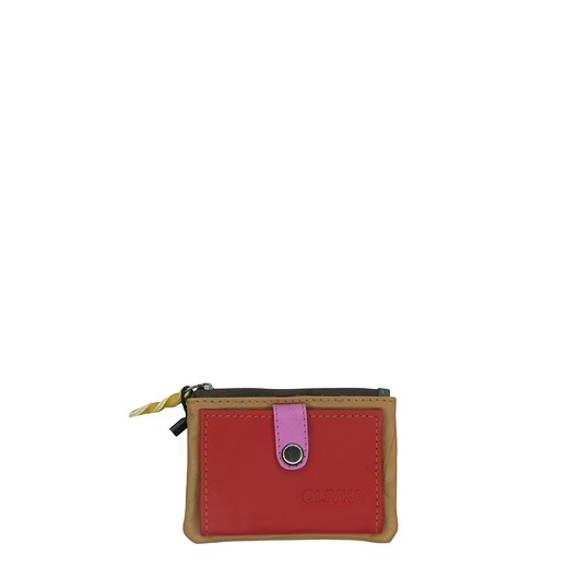 portfele damskie Portfel portfelik mały skórzany miejsce na bilon karty eko OLIVKA