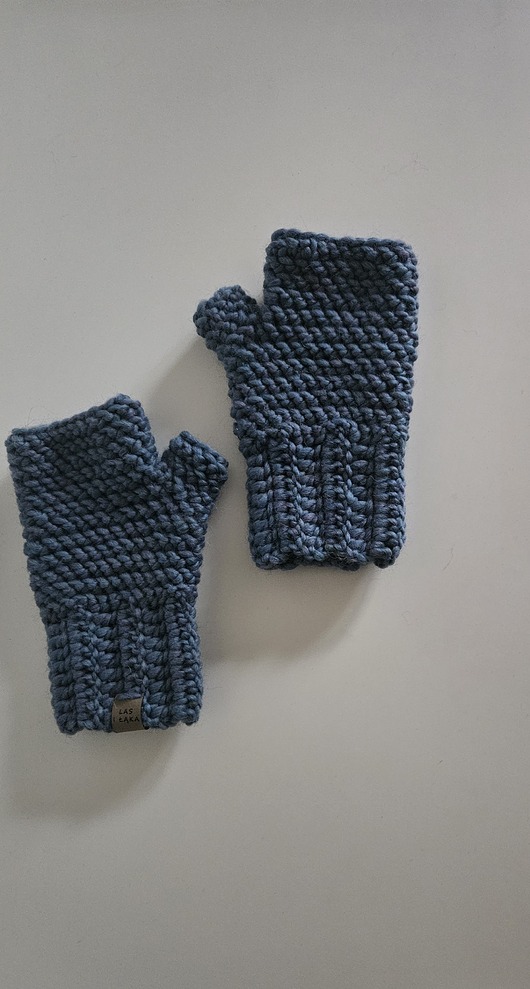 rękawiczki damskie Niebieskie Mitenki jesienno/zimowe