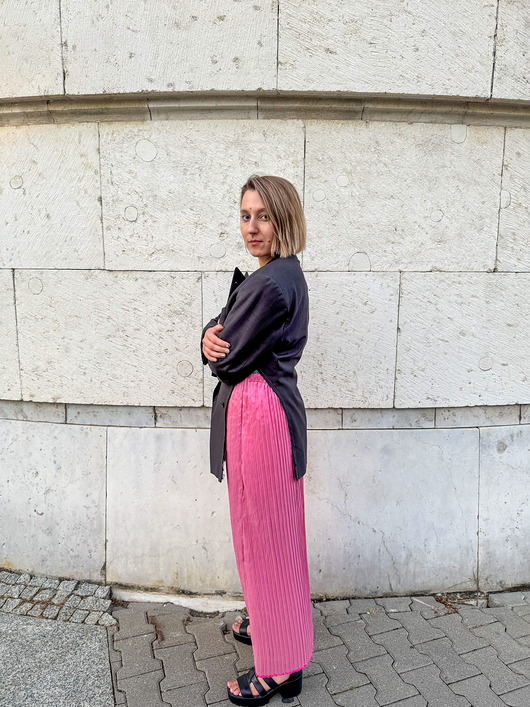 spódnice maxi Spódnica Pink Contrast Pliss