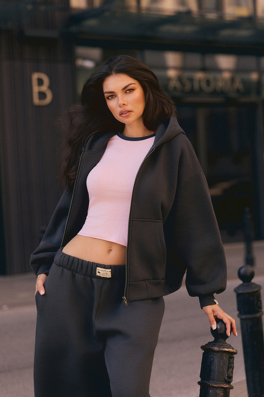 bluza z kapturem damska Bluza z kapturem PUFFA ZIP Carbon damska
