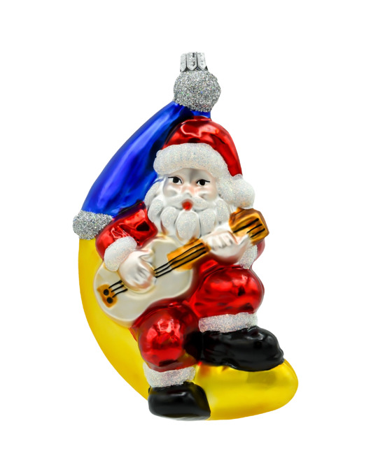 ozdoby choinkowe Bombka choinkowa: Święty Mikołaj na księżycu z gitarą