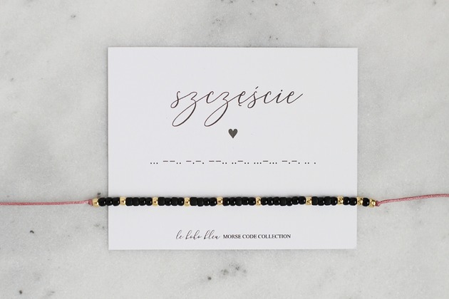 bransoletki na sznurku SZCZĘŚCIE -  alfabet Morse'a - bransoletka