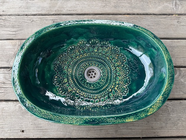umywalki Umywalka ceramiczna, owalna z koronkami