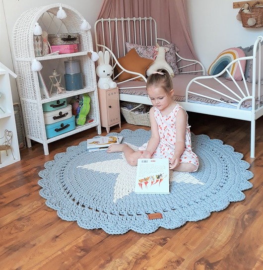 dywany Dywan szary okrągły z gwiazdą