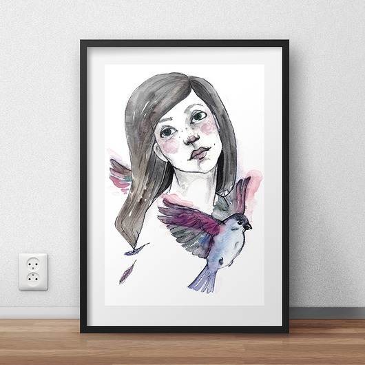Plakat - ilustracja WRÓBEL 50x70cm Illunova