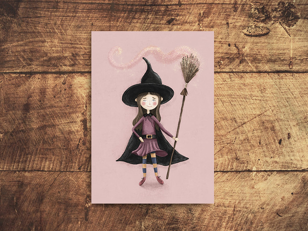 kartki okolicznościowe - wydruki Kartka pocztowa - Halloween Dziewczynka