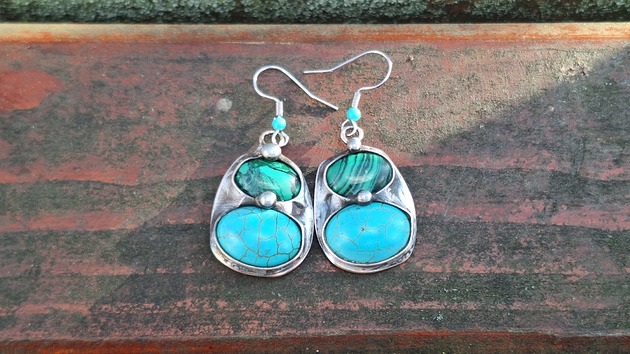 kolczyki z kamieniami Kolczyki Zielone i niebieskie