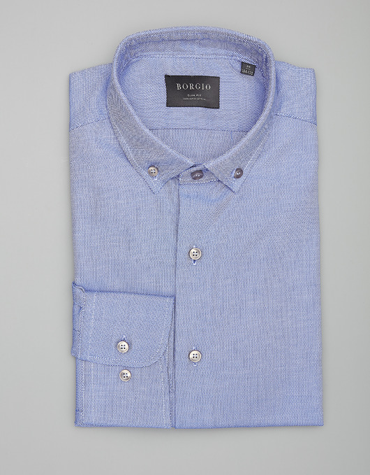 koszule męskie koszula męska bawełna dł. rękaw slim fit niebieski 00211