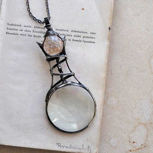 wisiory Naszyjnik prawdziwa lupa z diamentową kulką