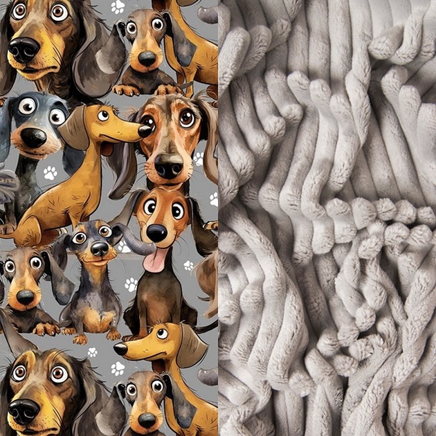 kocyki, kołderki, pościel dla dzieci WYJĄTKOWY koc _ narzuta _ pieski jamniczki _ 155x200 cm