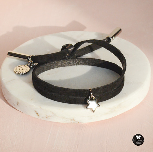 mini black  star silver barboleta