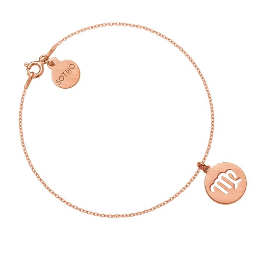 srebrne naszyjniki Matowa bransoletka z zodiakiem Panny z różowego złota