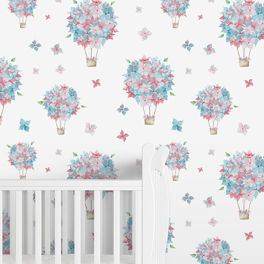 tapety i naklejki ścienne Tapeta do Pokoju Dziecięcego. Balony Różowy Niebieski