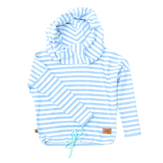 Big hood blouse sky stripes Lamama