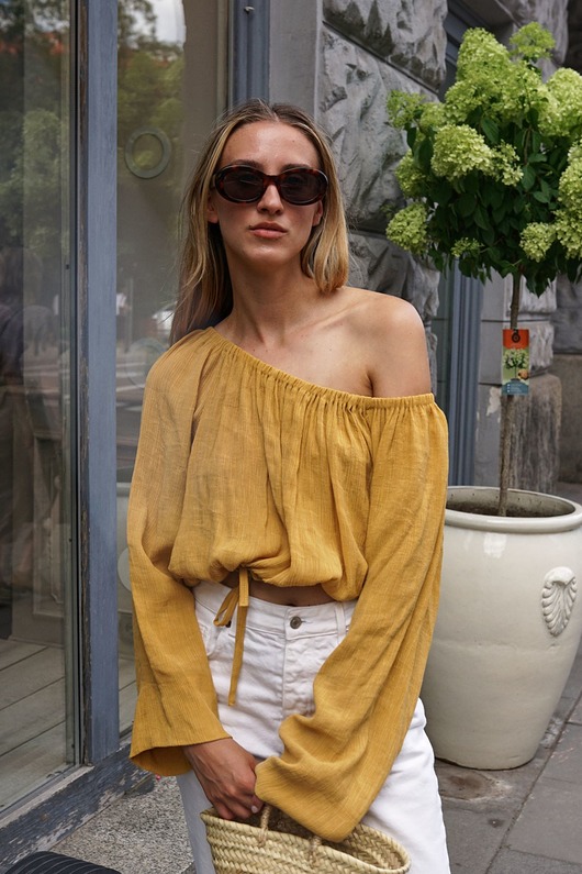 bluzki z długim rękawem damskie Zora top yellow