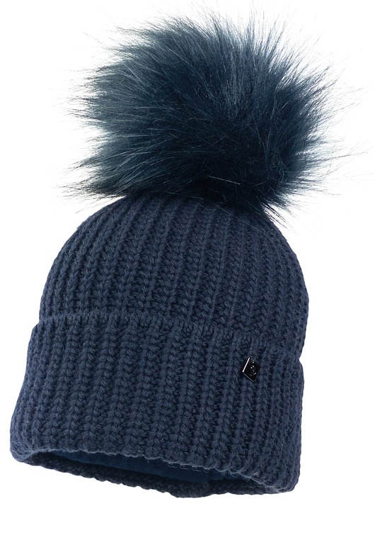 czapki dziecięce Chłopięca czapka na zimę COLD z pomponem granatowy