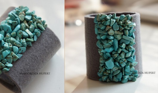 Szara z turkusem FlowerFelt Design