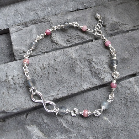 bransoletki z kamieni naturalnych Bransoletka Nieskończoność, labradoryt, rodonit