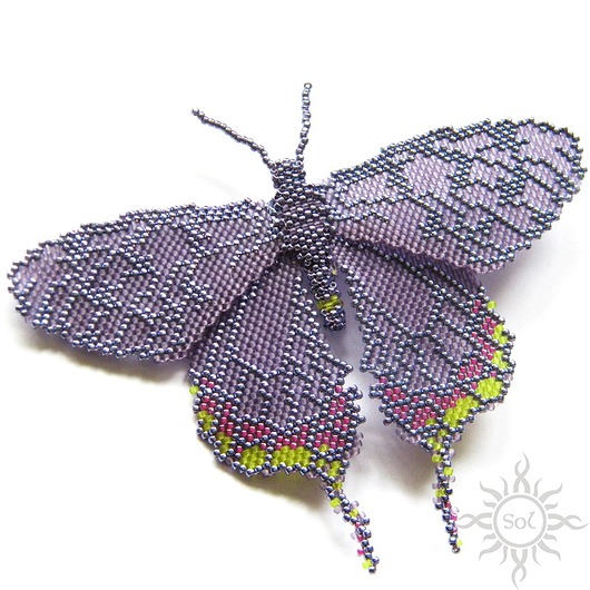 broszki Nocny motyl II, broszka, beading