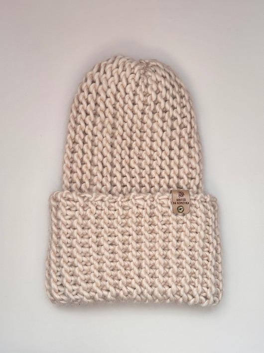 czapki damskie Czapka Natural Premium wełna Merino Sand