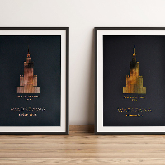 grafiki i ilustracje Plakat złocony - Pałac Kultury i Nauki, PKiN