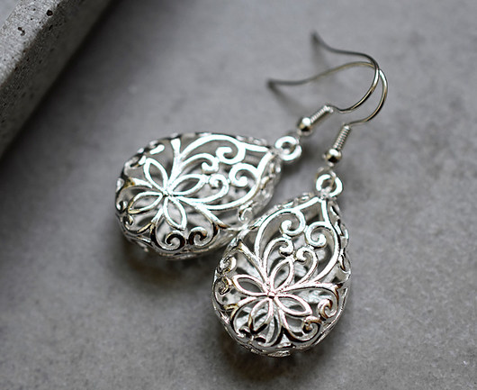 kolczyki wire wrapping Srebrne kolczyki vintage 