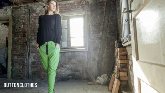 SPODNIE BUTTON ZIPPER PANTS unisex Button