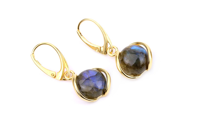 Kolczyki Labradoryt złoto Brazi Druse Jewelry