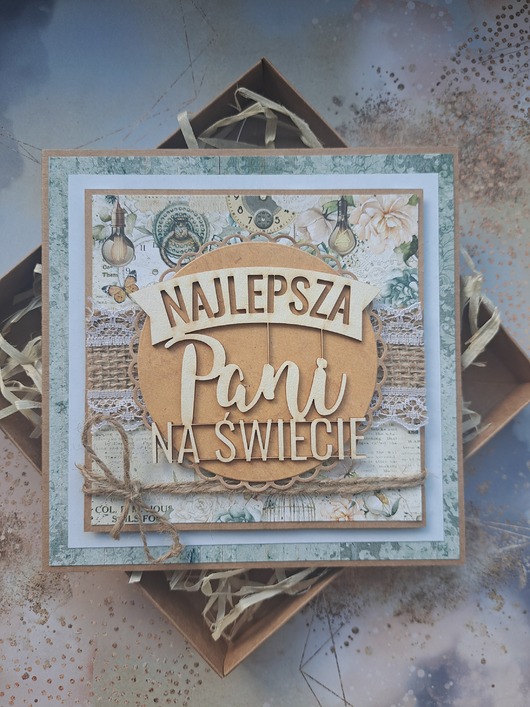 kartki scrapbooking Kartka dla nauczycielki z okazji Dnia Edukacji Narodowej