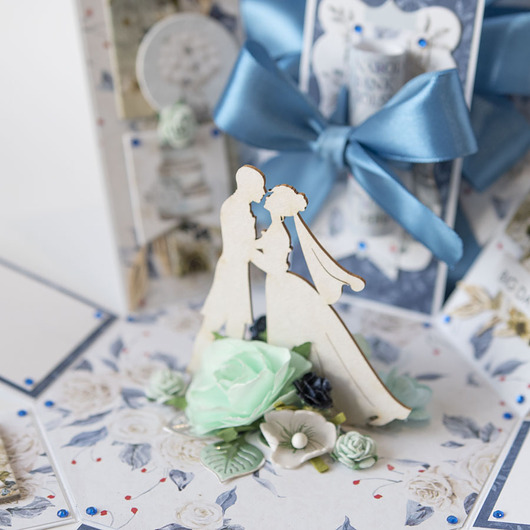 kartki scrapbooking Pamiątka ślubu, GIGA exploding box, kartka 3d na wesele