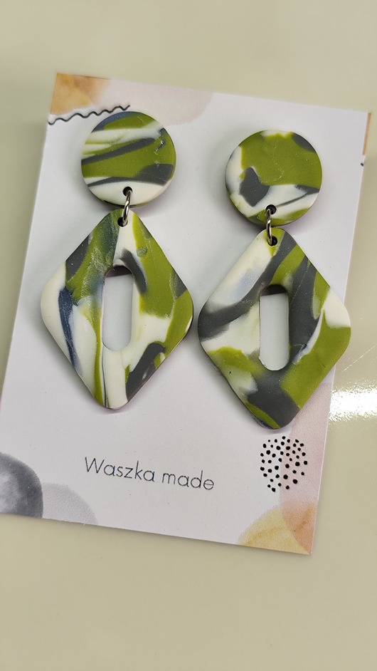kolczyki z masy plastycznej Kolczyki geometryczne wiosenne