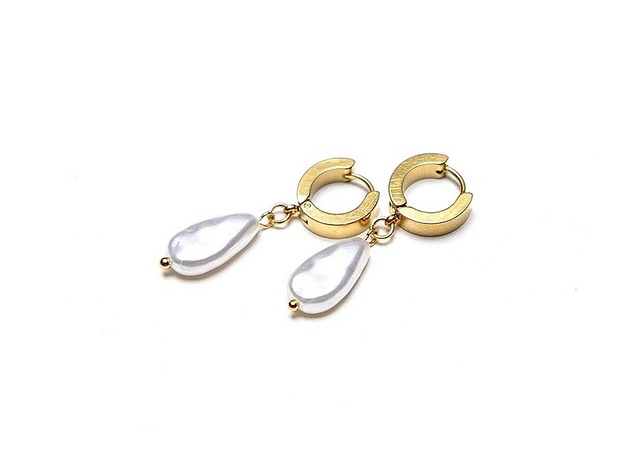 kolczyki pozłacane Kolczyki pozłacane Pearls /white/ perły vol. 14